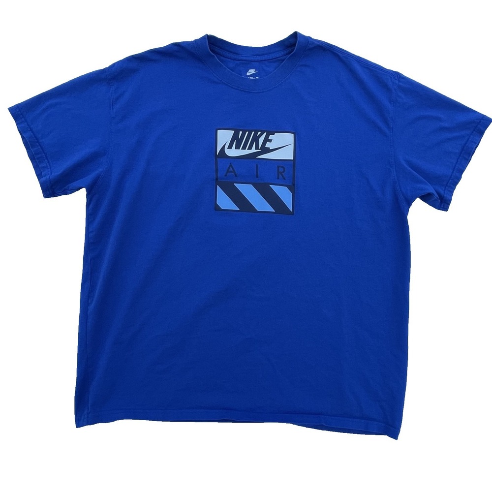 Nike Air Retro Box Logo Swoosh Sports Graphic T-Shirt Max 90 Blue Size 2xl